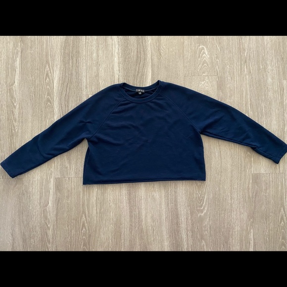 Timing Navy Blue Crew Neck Crop Sweater - Picture 2 of 2